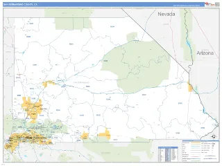 San Bernardino County, CA Business Reference style ZIP Code wall map