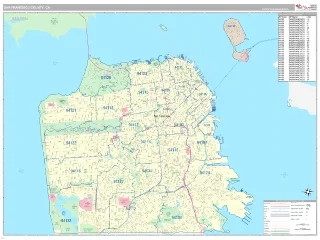 San Francisco County, CA Classic style ZIP Code wall map