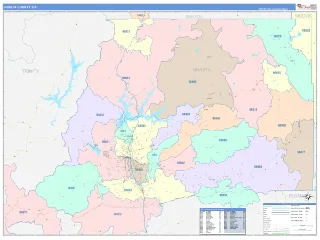 Shasta County, CA ColorCast style ZIP Code wall map