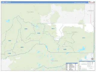Sierra County, CA Business Reference style ZIP Code wall map