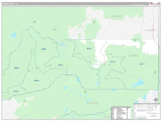 Sierra County, CA Classic style ZIP Code wall map