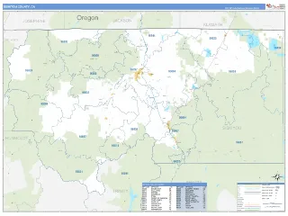 Siskiyou County, CA Business Reference style ZIP Code wall map