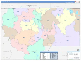 Siskiyou County, CA ColorCast style ZIP Code wall map