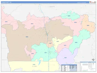 Tehama County, CA ColorCast style ZIP Code wall map