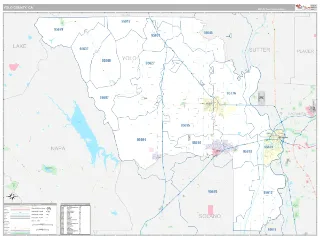 Yolo County, CA Classic style ZIP Code wall map