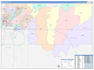 Adams County, CO ColorCast style ZIP Code wall map