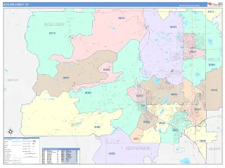 Boulder County, CO ColorCast style ZIP Code wall map