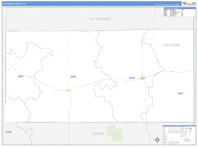 Cheyenne County, CO ZIP Code Wall Map, Business Reference style