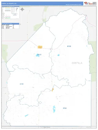 Costilla County, CO Business Reference style ZIP Code wall map