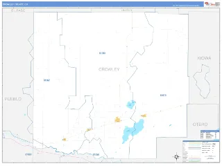 Crowley County, CO Business Reference style ZIP Code wall map