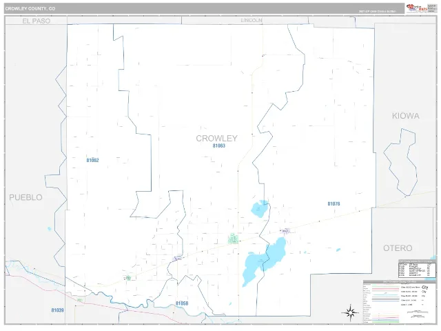 Crowley County, CO ZIP Code Wall Map, Classic style