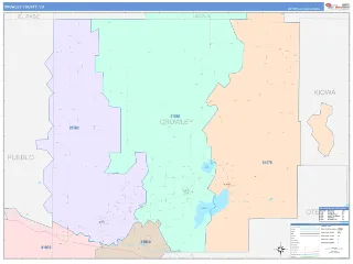 Crowley County, CO ColorCast style ZIP Code wall map