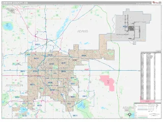 Denver County, CO Classic style ZIP Code wall map