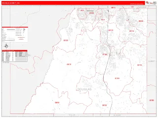 Douglas County, CO RedLine style ZIP Code wall map