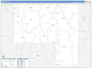 Elbert County, CO Business Reference style ZIP Code wall map