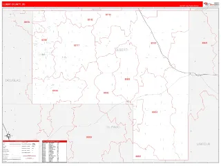 Elbert County, CO RedLine style ZIP Code wall map