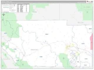 Fremont County, CO Classic style ZIP Code wall map