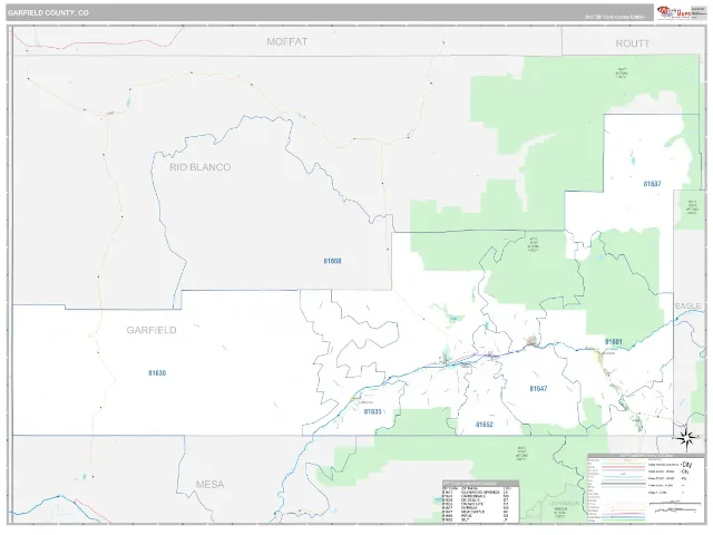 Garfield County, CO ZIP Code Wall Map, Classic style