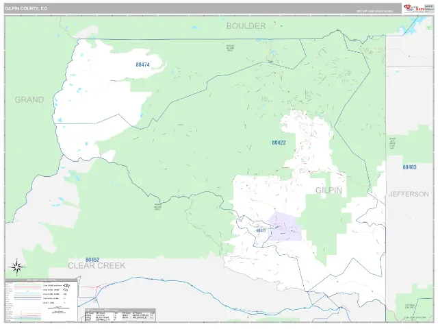 Gilpin County, CO ZIP Code Wall Map, Classic style