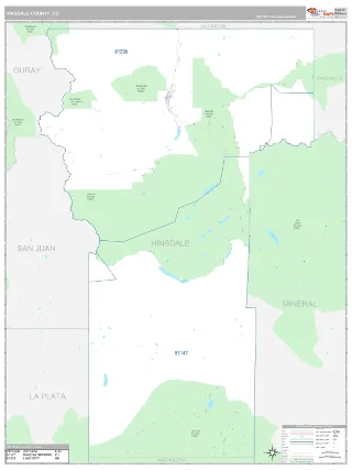 Hinsdale County, CO Classic style ZIP Code wall map