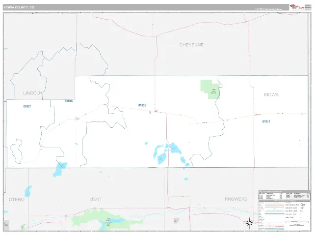Kiowa County, CO ZIP Code Wall Map, Classic style