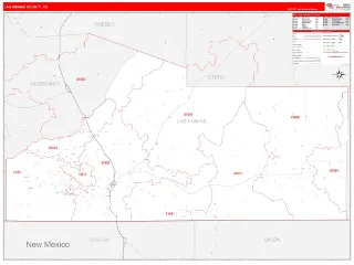 Las Animas County, CO RedLine style ZIP Code wall map