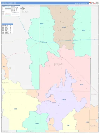 Lincoln County, CO ColorCast style ZIP Code wall map