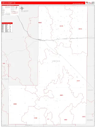 Lincoln County, CO RedLine style ZIP Code wall map