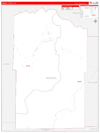 Mineral County, CO RedLine style ZIP Code wall map
