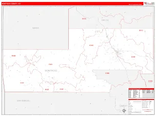 Montrose County, CO RedLine style ZIP Code wall map