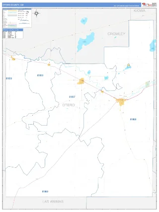 Otero County, CO Business Reference style ZIP Code wall map