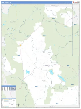 Park County, CO Business Reference style ZIP Code wall map