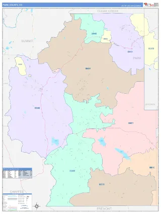 Park County, CO ColorCast style ZIP Code wall map