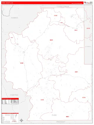 Park County, CO RedLine style ZIP Code wall map