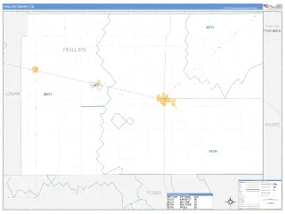 Phillips County, CO Business Reference style ZIP Code wall map