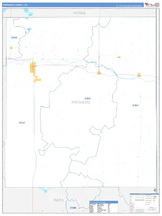 Prowers County, CO Business Reference style ZIP Code wall map