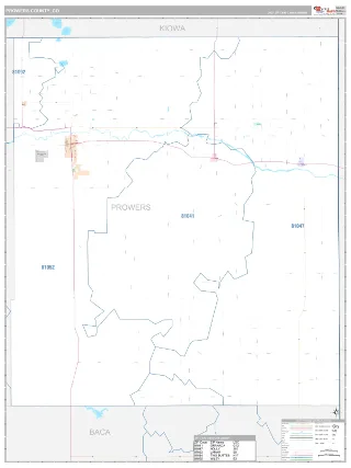 Prowers County, CO Classic style ZIP Code wall map