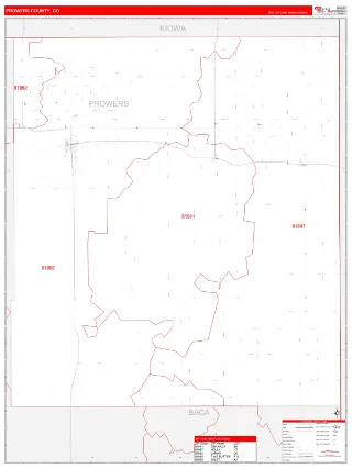 Prowers County, CO RedLine style ZIP Code wall map