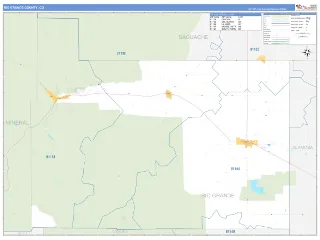 Rio Grande County, CO Business Reference style ZIP Code wall map
