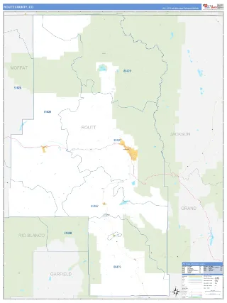 Routt County, CO Business Reference style ZIP Code wall map
