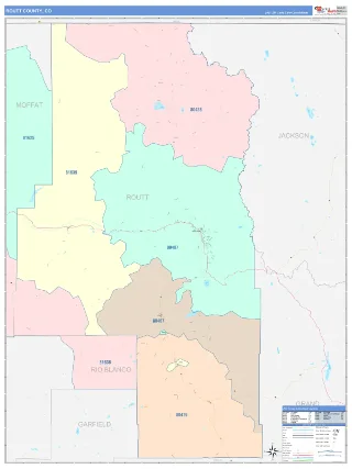 Routt County, CO ColorCast style ZIP Code wall map