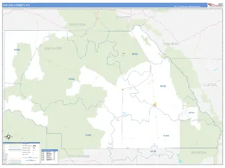 Saguache County, CO Business Reference style ZIP Code wall map