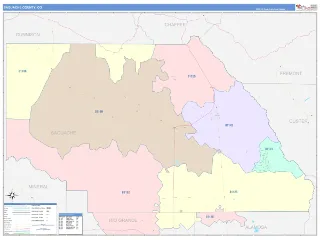 Saguache County, CO ColorCast style ZIP Code wall map