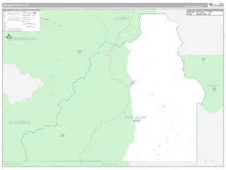 San Juan County, CO Classic style ZIP Code wall map