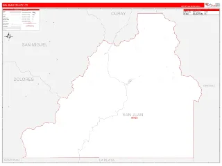 San Juan County, CO RedLine style ZIP Code wall map