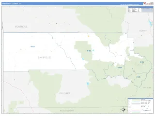 San Miguel County, CO Business Reference style ZIP Code wall map