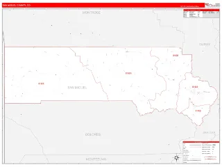 San Miguel County, CO RedLine style ZIP Code wall map