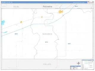 Sedgwick County, CO Business Reference style ZIP Code wall map