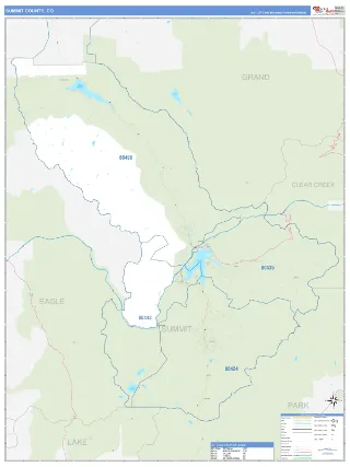 Summit County, CO Business Reference style ZIP Code wall map