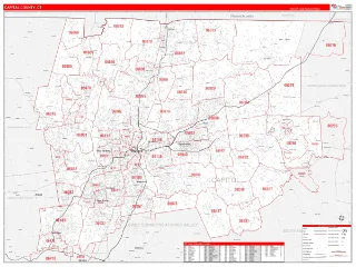 Capitol County, CT RedLine style ZIP Code wall map